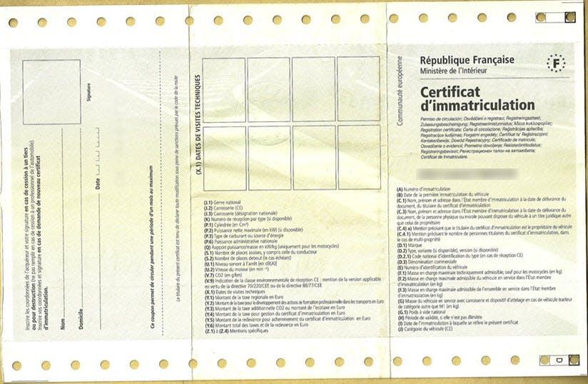 CHANGEMENT DE CARTE GRISE